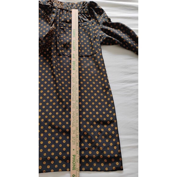 Vtg 80s Leslie Fay Midi Dress Women's Black Brown Paisley Tie Front Secretary 14 - Picture 15 of 15